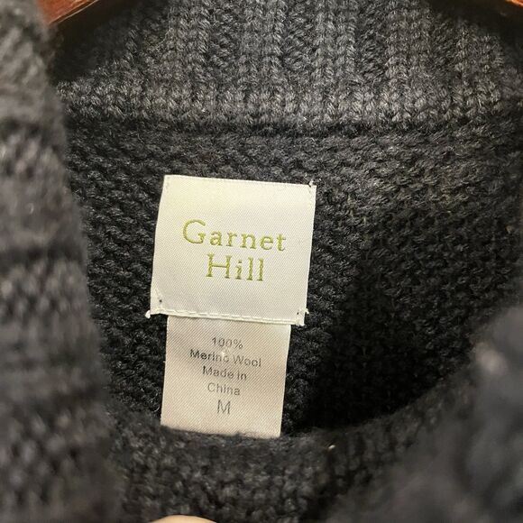 Garnet Hill Women's Sz M Black 100% Merino Wool Turtleneck Sweater Long Sleeve - Picture 2 of 5